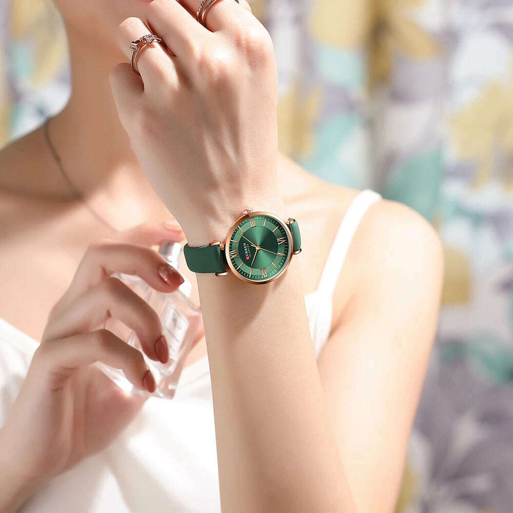 NEW CURREN Watches Women's Quartz Leather Wrsitwatches Fashionable Classic Clock Montre femme - KIMLUD