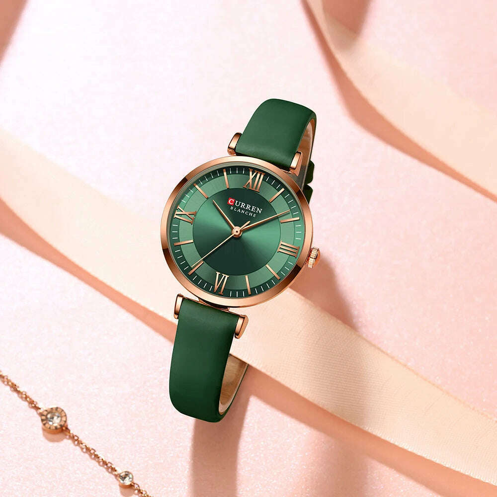 NEW CURREN Watches Women's Quartz Leather Wrsitwatches Fashionable Classic Clock Montre femme - KIMLUD