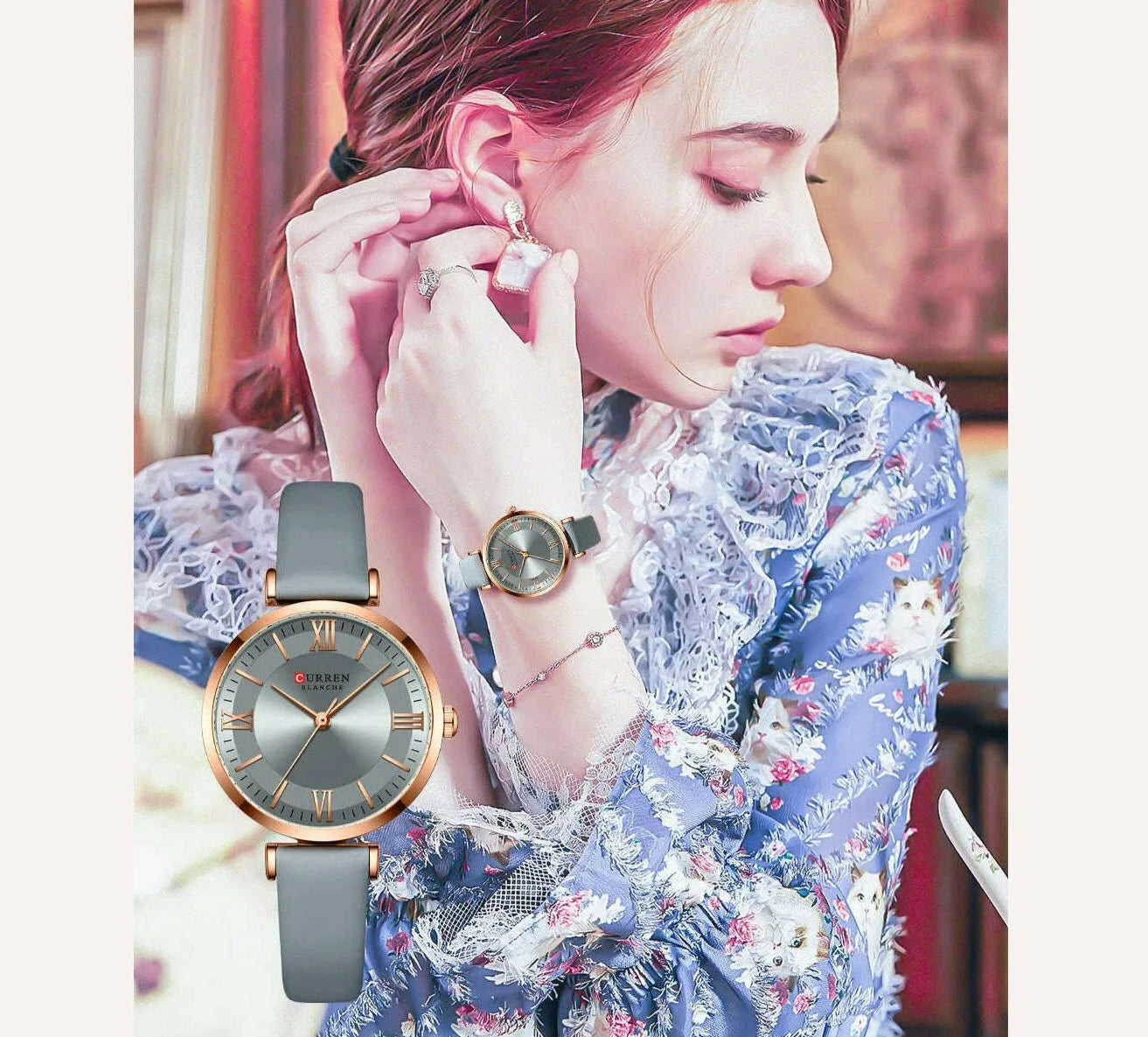 NEW CURREN Watches Women's Quartz Leather Wrsitwatches Fashionable Classic Clock Montre femme - KIMLUD
