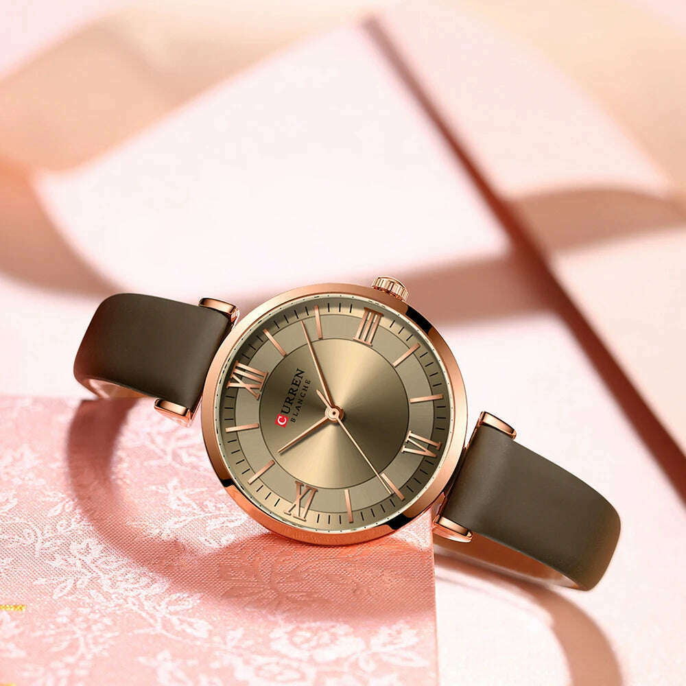 NEW CURREN Watches Women's Quartz Leather Wrsitwatches Fashionable Classic Clock Montre femme - KIMLUD