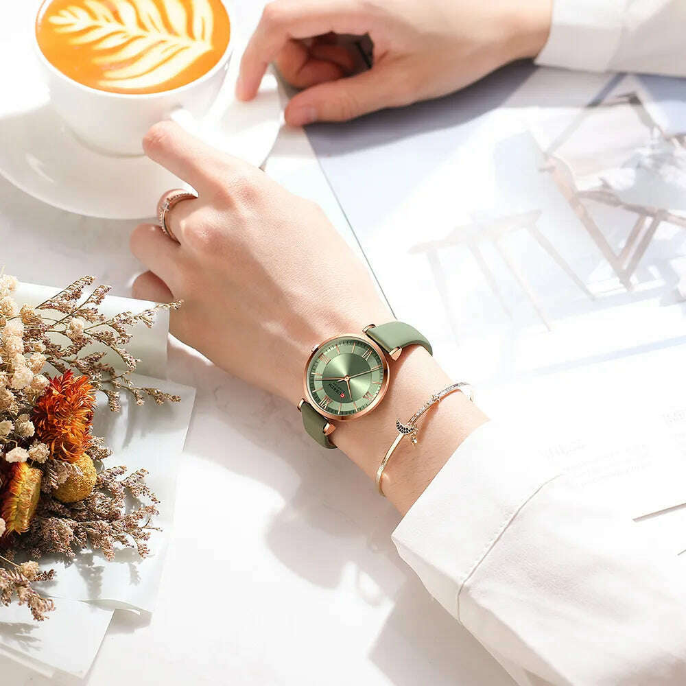 NEW CURREN Watches Women's Quartz Leather Wrsitwatches Fashionable Classic Clock Montre femme - KIMLUD