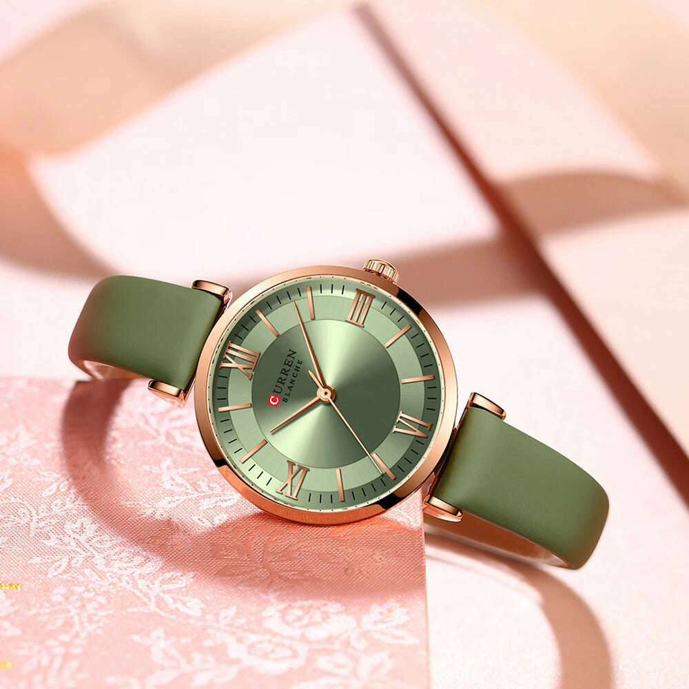 NEW CURREN Watches Women's Quartz Leather Wrsitwatches Fashionable Classic Clock Montre femme - KIMLUD