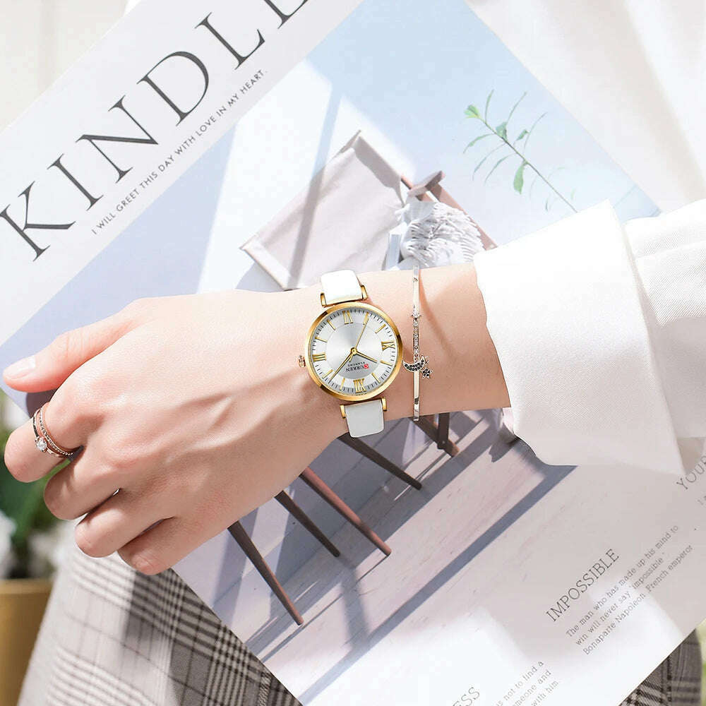 NEW CURREN Watches Women's Quartz Leather Wrsitwatches Fashionable Classic Clock Montre femme - KIMLUD