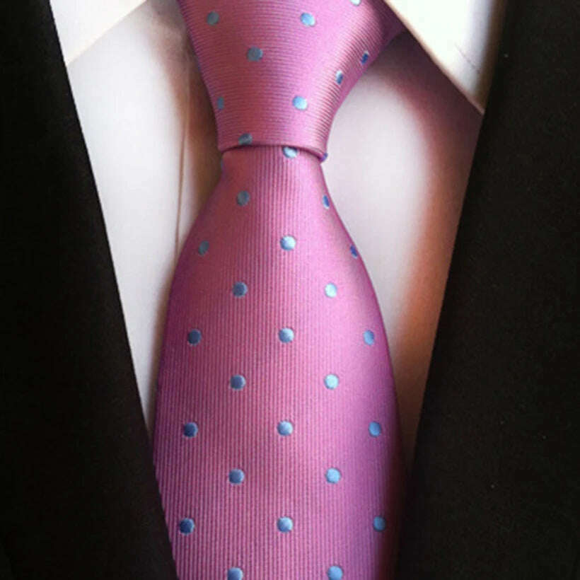 New Design Fashion Necktie Orange White Blue Polka Dot Ties for Man Business Wedding Formal NeckTie 8cm Silk Dress Gift Gravata - KIMLUD