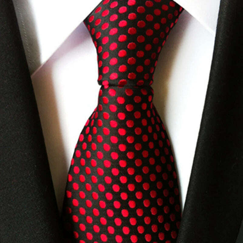 New Design Fashion Necktie Orange White Blue Polka Dot Ties for Man Business Wedding Formal NeckTie 8cm Silk Dress Gift Gravata - KIMLUD