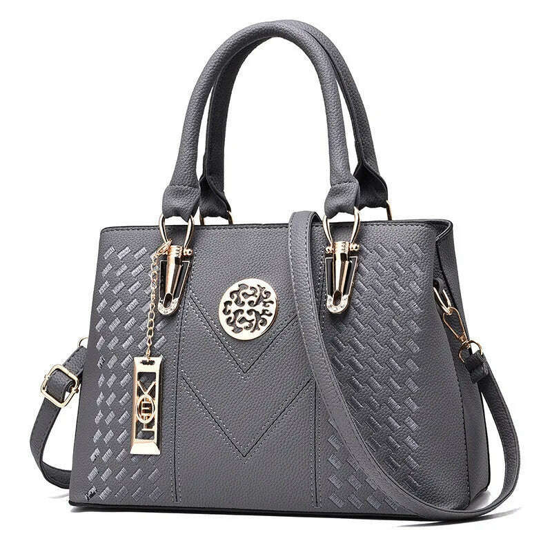 KIMLUD, New Famous Designer Brand Bags Women Leather Handbags Luxury Ladies Hand Bags Purse Fashion Shoulder Bags Gift, GRAY / 30x13.5x23cm, KIMLUD APPAREL - Womens Clothes