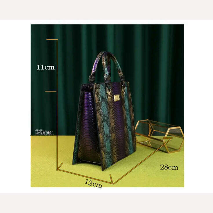 New fashion panelled serpentine bags for women leather handbag designer high quality large capacity tote bag top handle clutch - KIMLUD