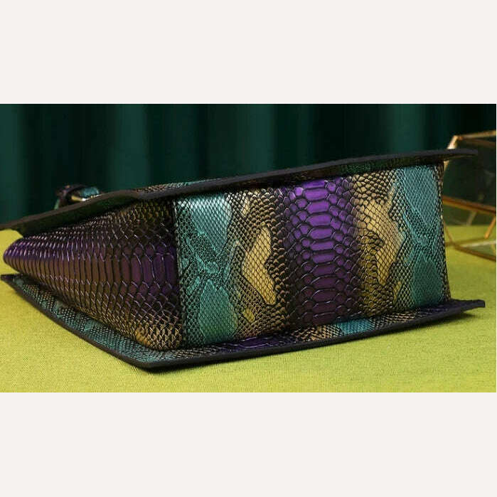 New fashion panelled serpentine bags for women leather handbag designer high quality large capacity tote bag top handle clutch - KIMLUD
