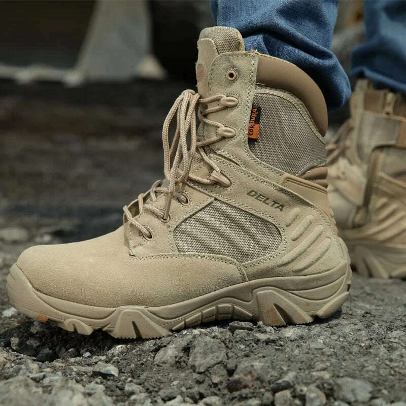 New Men's Military Boots Special Forces Tactical Desert Combat Boots Lace-up Army Boots Winter Ankle Boots Men Plus Size 39-47 - KIMLUD