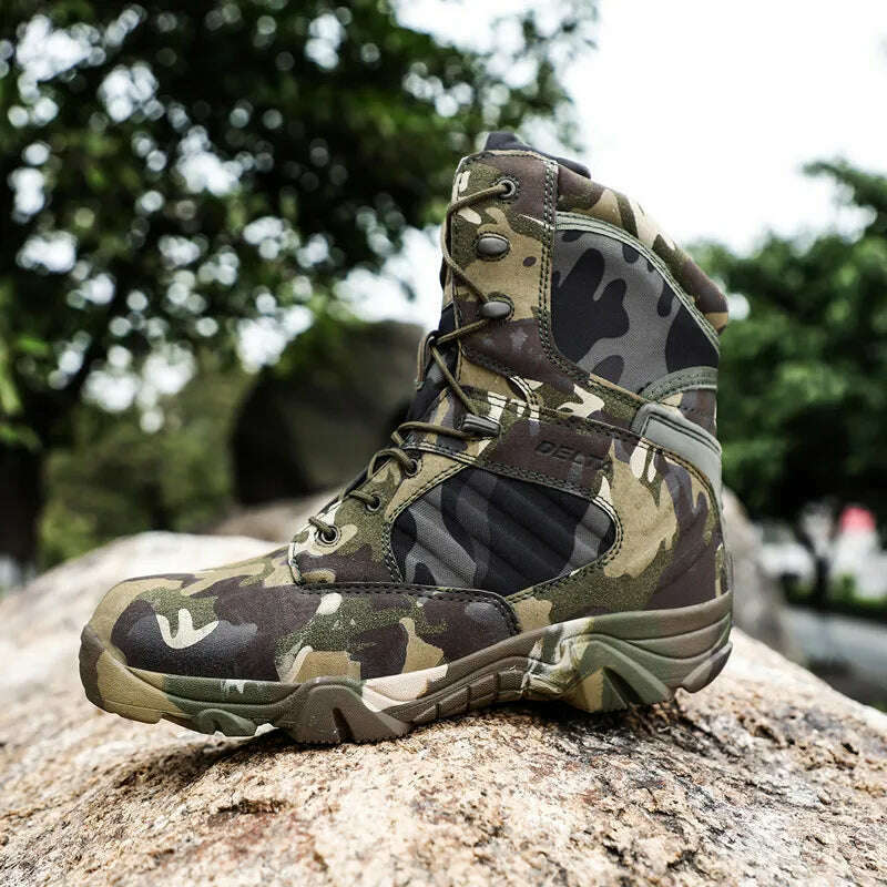 New Men's Military Boots Special Forces Tactical Desert Combat Boots Lace-up Army Boots Winter Ankle Boots Men Plus Size 39-47 - KIMLUD