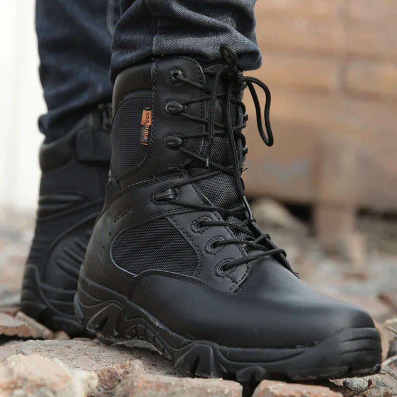 New Men's Military Boots Special Forces Tactical Desert Combat Boots Lace-up Army Boots Winter Ankle Boots Men Plus Size 39-47 - KIMLUD