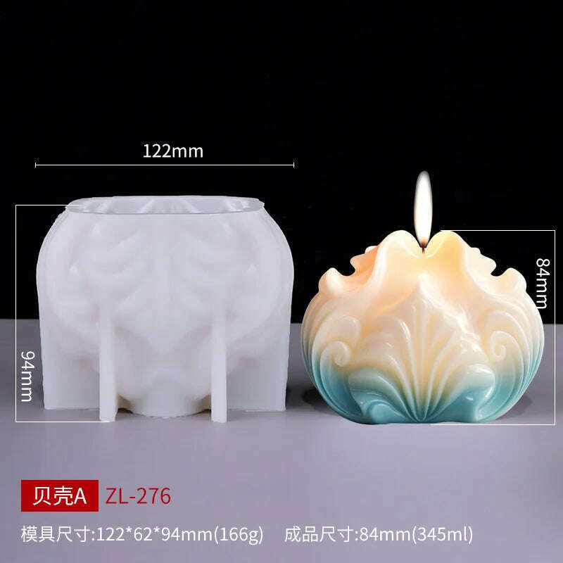 KIMLUD, New Ocean Shell Coral Candle Silicone Mold Handmade Aromatherapy Candle Decoration Coral Flower Shell Cake Soap Epoxy Resin Mold, A mold as show, KIMLUD APPAREL - Womens Clothes