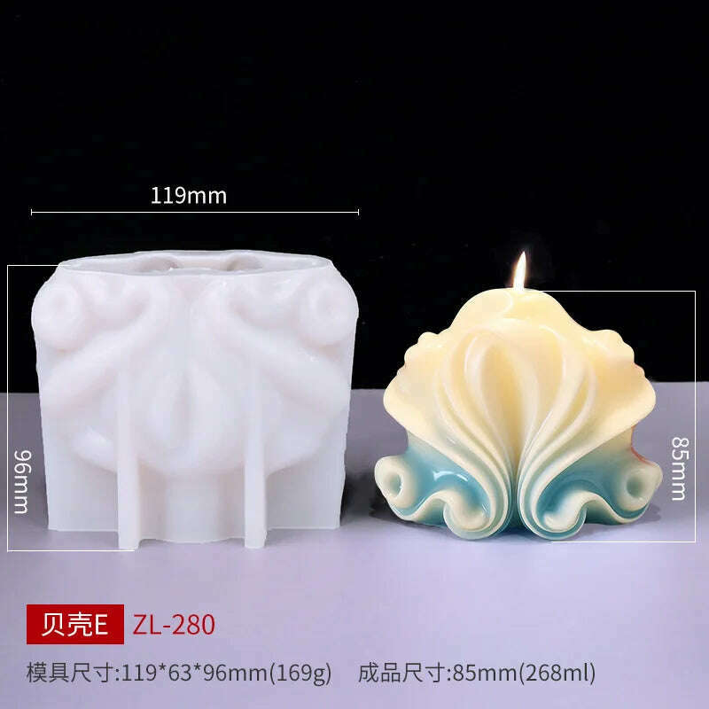 KIMLUD, New Ocean Shell Coral Candle Silicone Mold Handmade Aromatherapy Candle Decoration Coral Flower Shell Cake Soap Epoxy Resin Mold, E mold as show, KIMLUD APPAREL - Womens Clothes