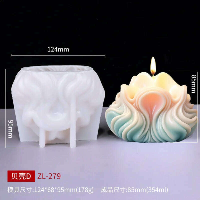 KIMLUD, New Ocean Shell Coral Candle Silicone Mold Handmade Aromatherapy Candle Decoration Coral Flower Shell Cake Soap Epoxy Resin Mold, D mold as show, KIMLUD APPAREL - Womens Clothes