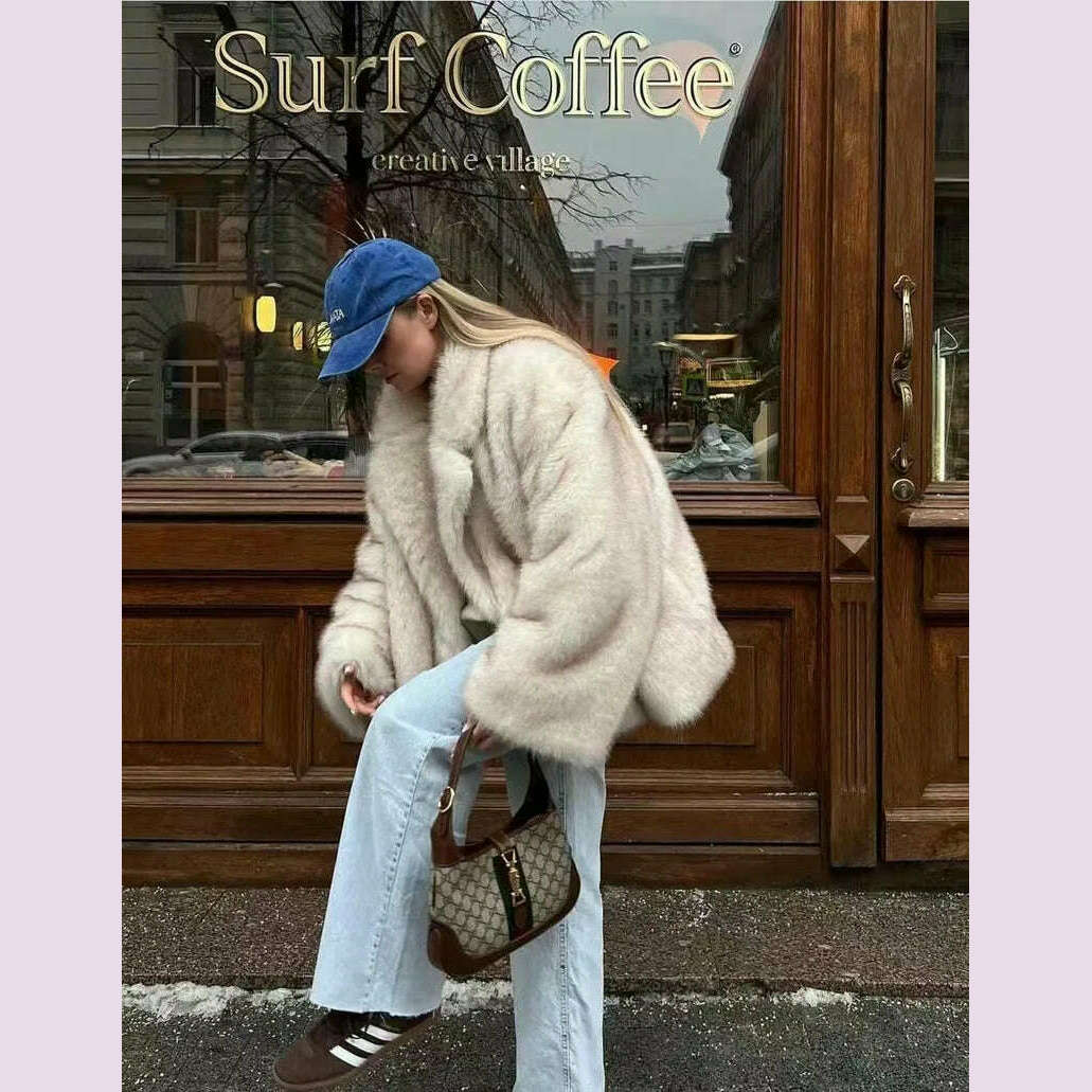 KIMLUD, New Street Style Long Plush Coat Women With Thick Warm Cold Autumn Winter Faux Fur Coat High-Quality Fluffy Dyed Fox Fur Jacket, KIMLUD Womens Clothes