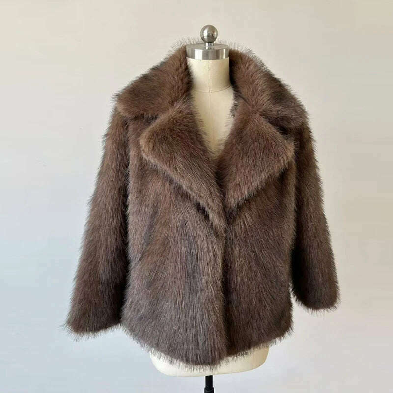 KIMLUD, New Street Style Long Plush Coat Women With Thick Warm Cold Autumn Winter Faux Fur Coat High-Quality Fluffy Dyed Fox Fur Jacket, KIMLUD Womens Clothes