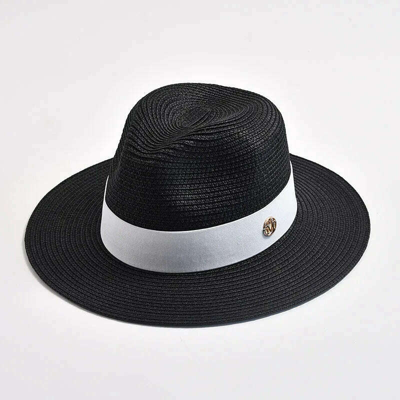 New Summer Straw Hats for Women Men Panama Travel Beach Sun Hat Ribbon Decoration Elegant Luxury Jazz Hat - KIMLUD
