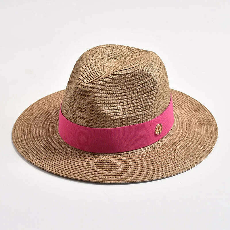 New Summer Straw Hats for Women Men Panama Travel Beach Sun Hat Ribbon Decoration Elegant Luxury Jazz Hat - KIMLUD