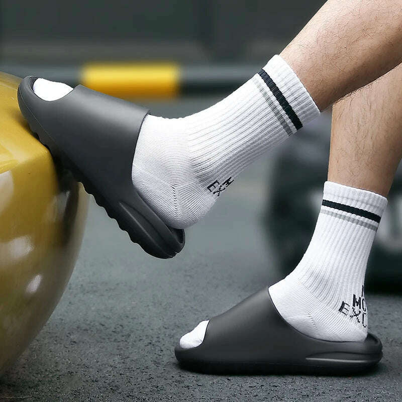 Non-slip Summer Man Slippers Thick Platform Fashion Women Shoes Beach Outdoor House Couples Bathroom Soft Woman Slippers Flats - KIMLUD