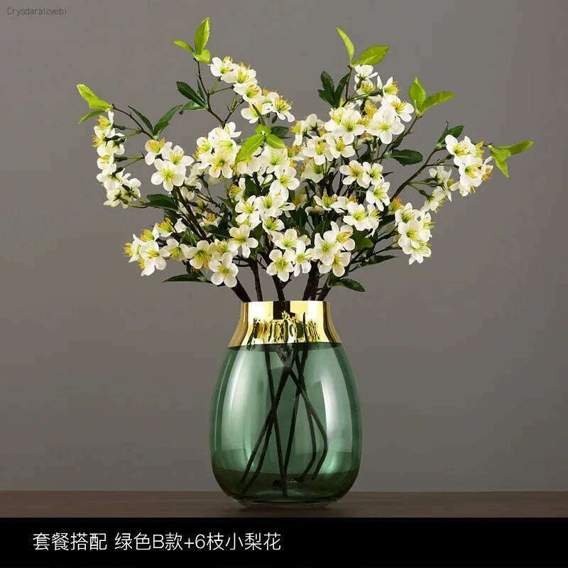 Nordic Light Luxury Phnom Penh Glass Vase Transparent Glass Hydroponic Flower Arrangement Modern Home Decoration Wedding Vase - KIMLUD