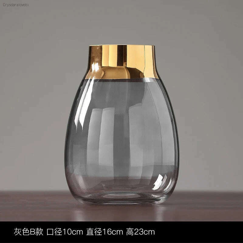 Nordic Light Luxury Phnom Penh Glass Vase Transparent Glass Hydroponic Flower Arrangement Modern Home Decoration Wedding Vase - KIMLUD