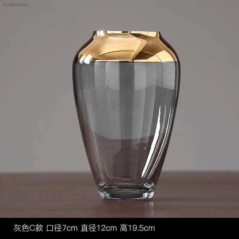 Nordic Light Luxury Phnom Penh Glass Vase Transparent Glass Hydroponic Flower Arrangement Modern Home Decoration Wedding Vase - KIMLUD