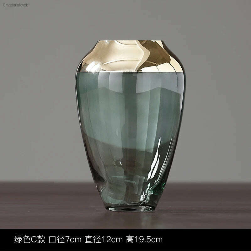 Nordic Light Luxury Phnom Penh Glass Vase Transparent Glass Hydroponic Flower Arrangement Modern Home Decoration Wedding Vase - KIMLUD