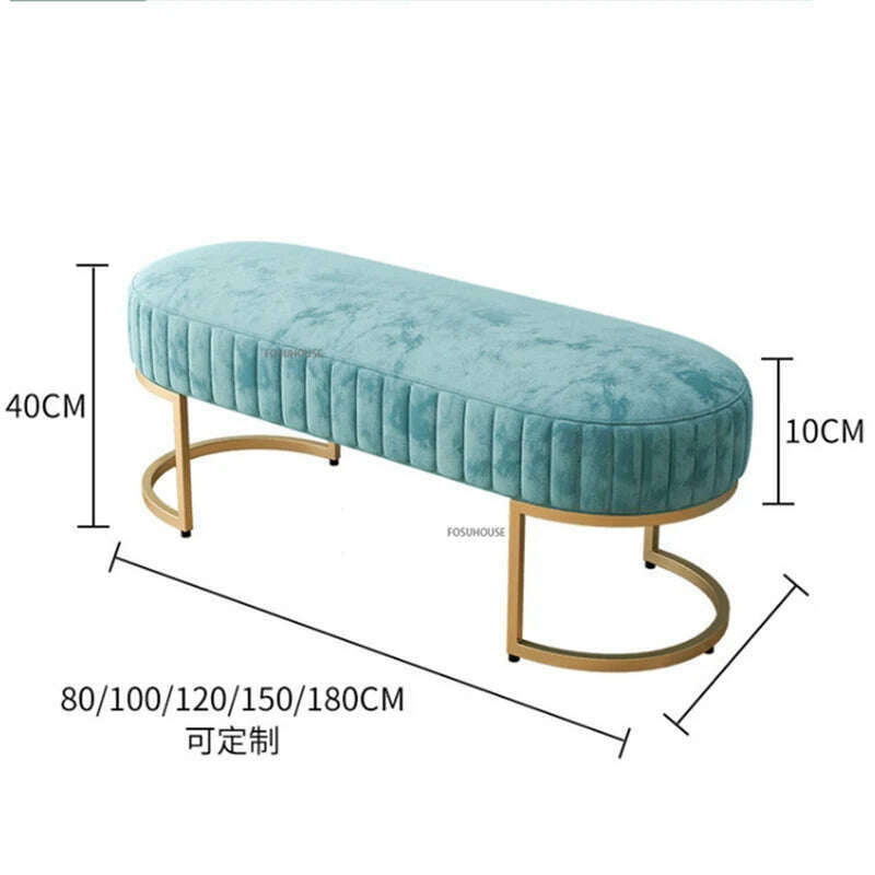 Nordic Soft Velvet Bed Footrest Ottoman Living Room Furniture Home Bedroom Luxury Pouf Bench Entrance-hall Shoes Stool B - KIMLUD