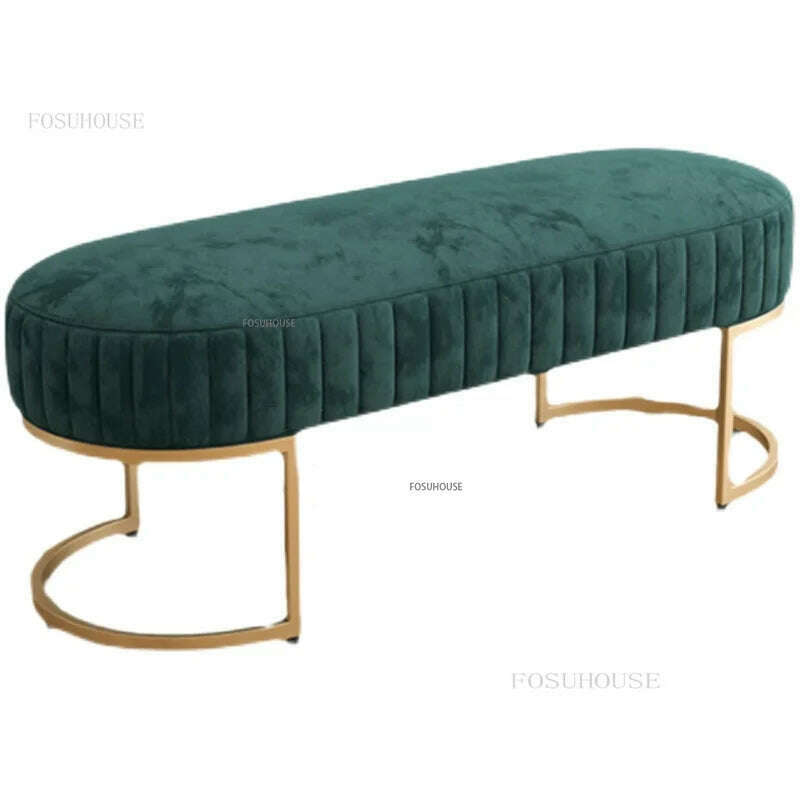 Nordic Soft Velvet Bed Footrest Ottoman Living Room Furniture Home Bedroom Luxury Pouf Bench Entrance-hall Shoes Stool B - KIMLUD