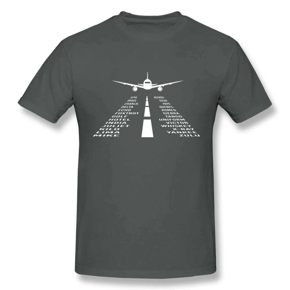 Novelty Airplane Phonetic Alphabet Pilot Tshirts Men Fashionable Streetwear T Shirt Organic Cotton Camiseta - KIMLUD