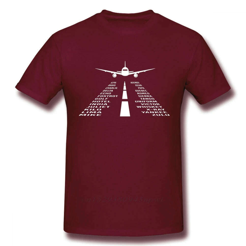 Novelty Airplane Phonetic Alphabet Pilot Tshirts Men Fashionable Streetwear T Shirt Organic Cotton Camiseta - KIMLUD