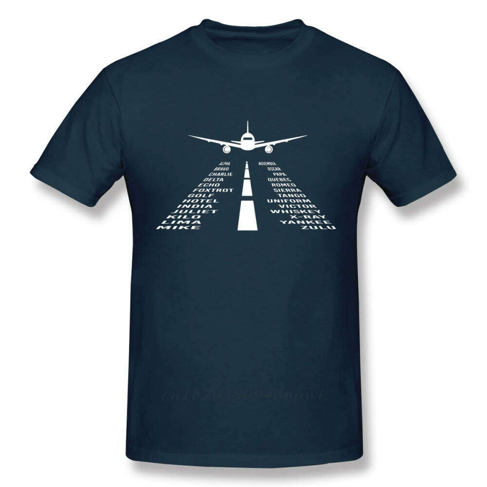 Novelty Airplane Phonetic Alphabet Pilot Tshirts Men Fashionable Streetwear T Shirt Organic Cotton Camiseta - KIMLUD