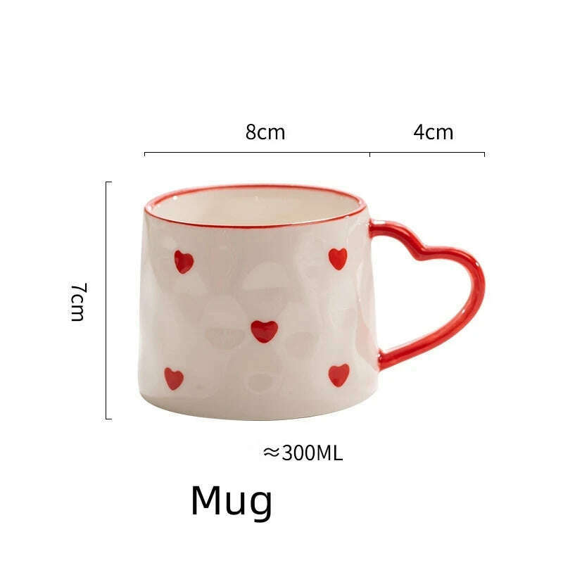Novelty Hand Painted Coffee Tea Cup Creative Heart Cup Ceramics Milk Cups Porcelain Coffee Cups Wholesale Tableware Cups Gift - KIMLUD