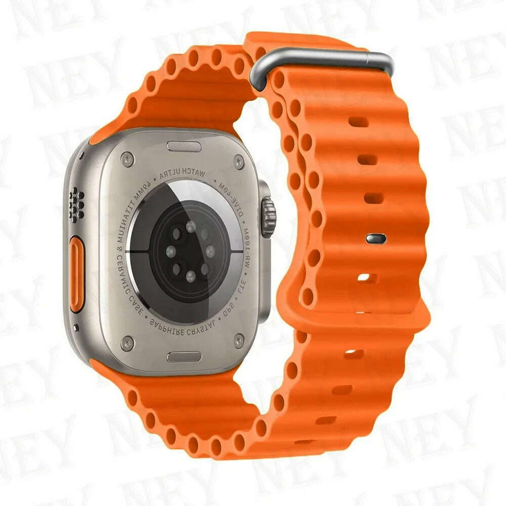 Ocean strap for Apple Watch Band 44mm Ultra 2 49mm 45mm 42mm 38/40/41mm silicone bracelet correa iwatch series 9 8 7 se 6 5 4 3 - KIMLUD