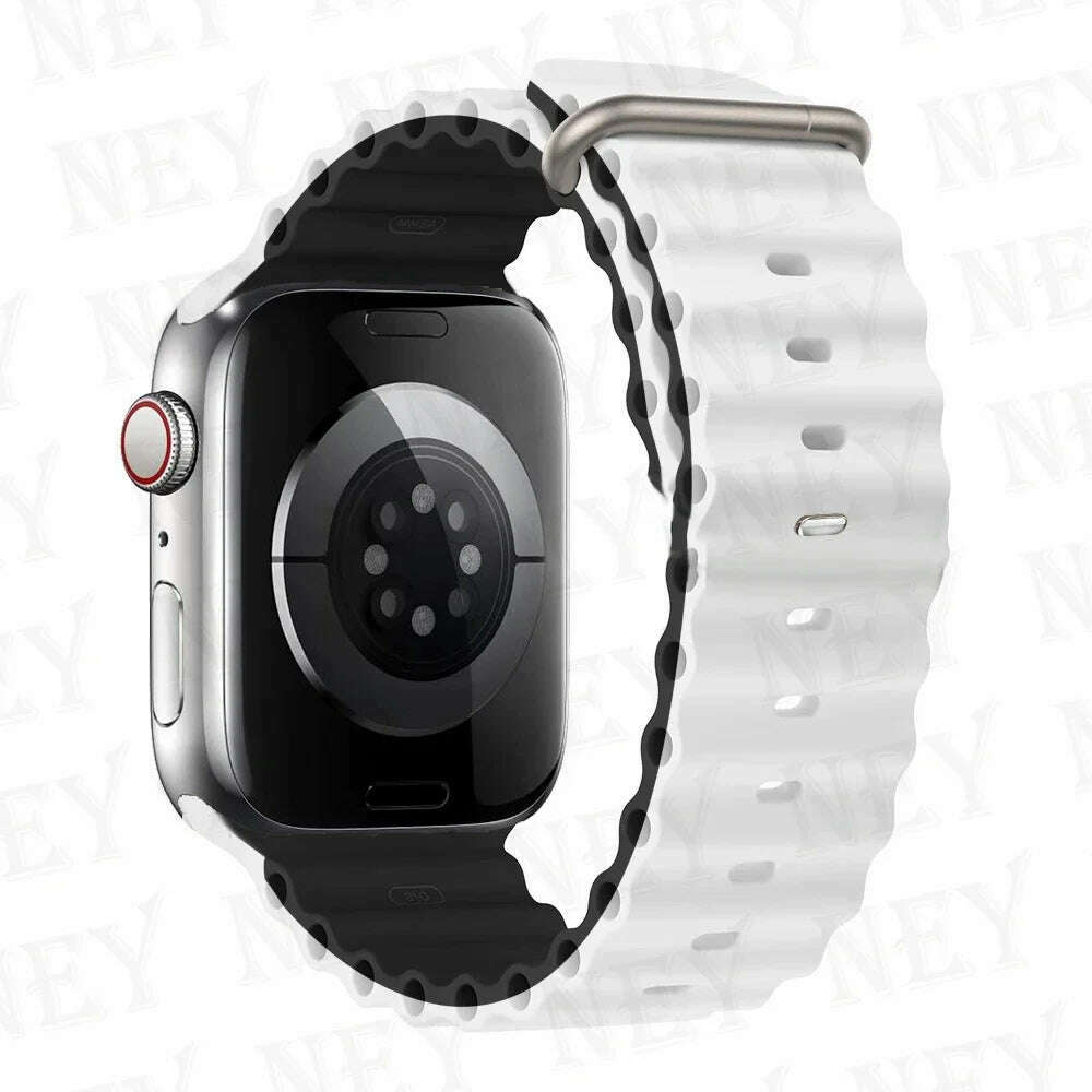 Ocean strap for Apple Watch Band 44mm Ultra 2 49mm 45mm 42mm 38/40/41mm silicone bracelet correa iwatch series 9 8 7 se 6 5 4 3 - KIMLUD