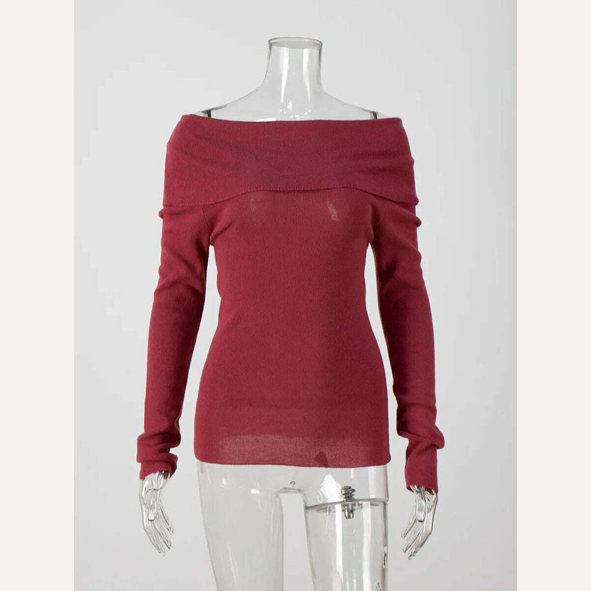 Off Shoulder Sweater Women Winter Wool Cashmere Sweater Slash Neck Long Sleeve Knitted Top Female Jumper Sweaters Knitwear - KIMLUD