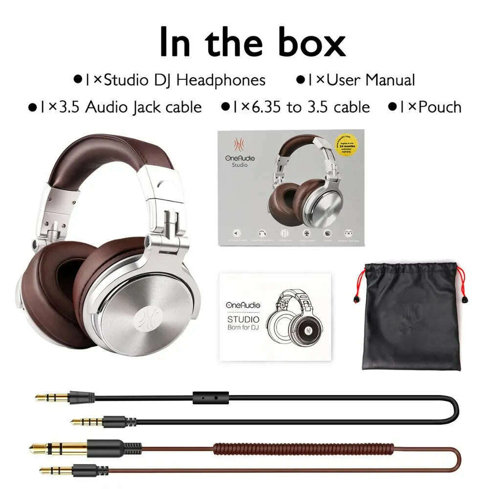 Oneodio Pro 30 Professional Studio DJ Headphones With Microphone Over Ear Wired Earphones HiFi Monitors Foldable Gaming Headset - KIMLUD