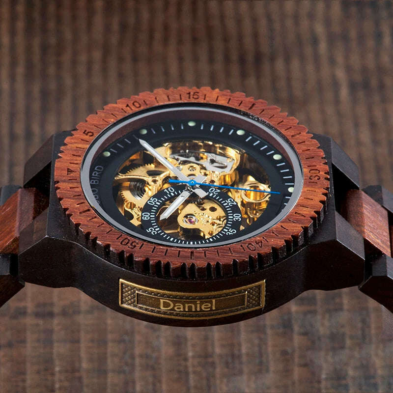 Personalized Watch Men BOBO BIRD Wood Automatic Watches Relogio Masculino Custom Anniversary Gifts for Him Free Engraving - KIMLUD