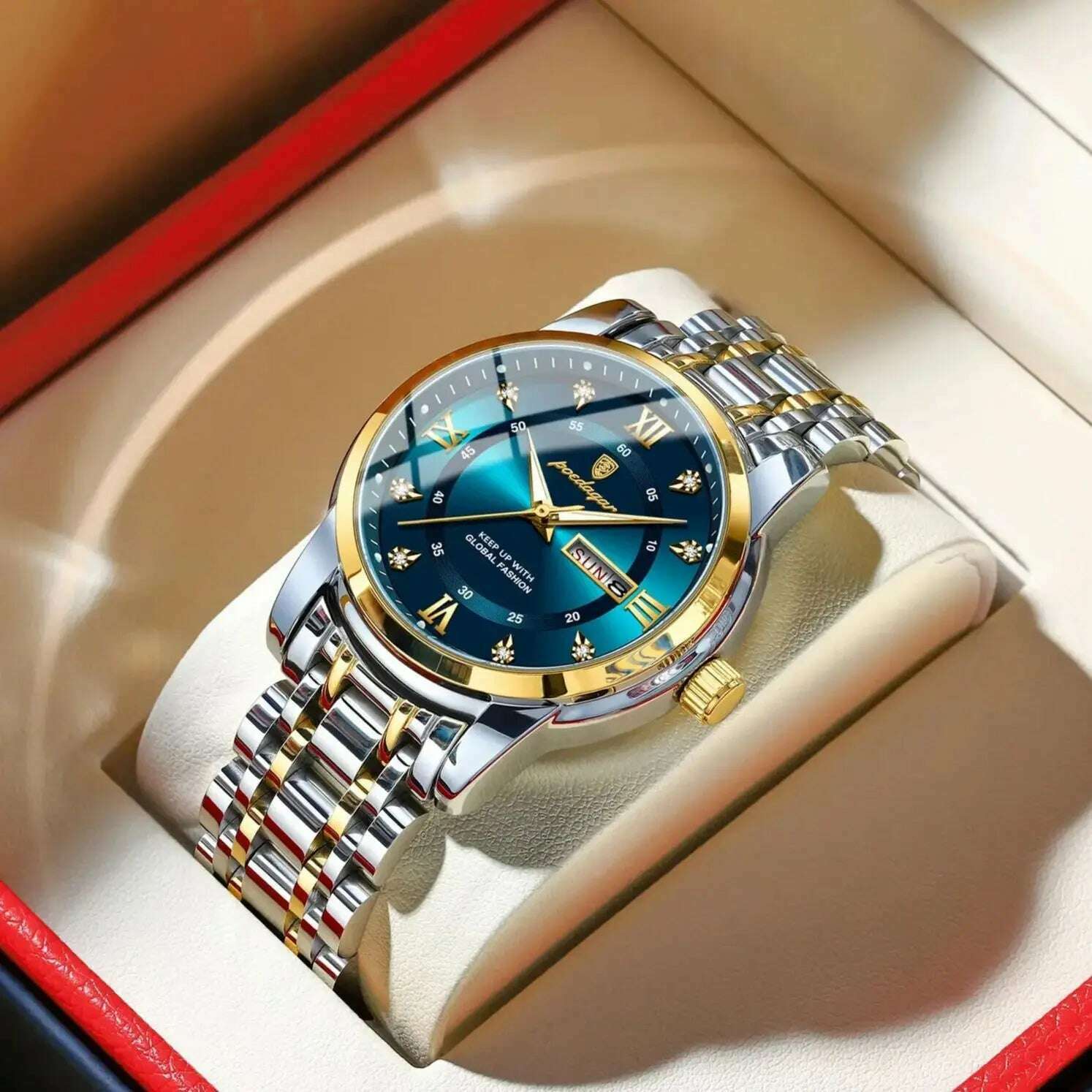 POEDAGAR Luxury Watch for Man Elegant Date Week Waterproof Luminous Men Watch Quartz Stainless Steel Sports Men's Watches reloj - KIMLUD