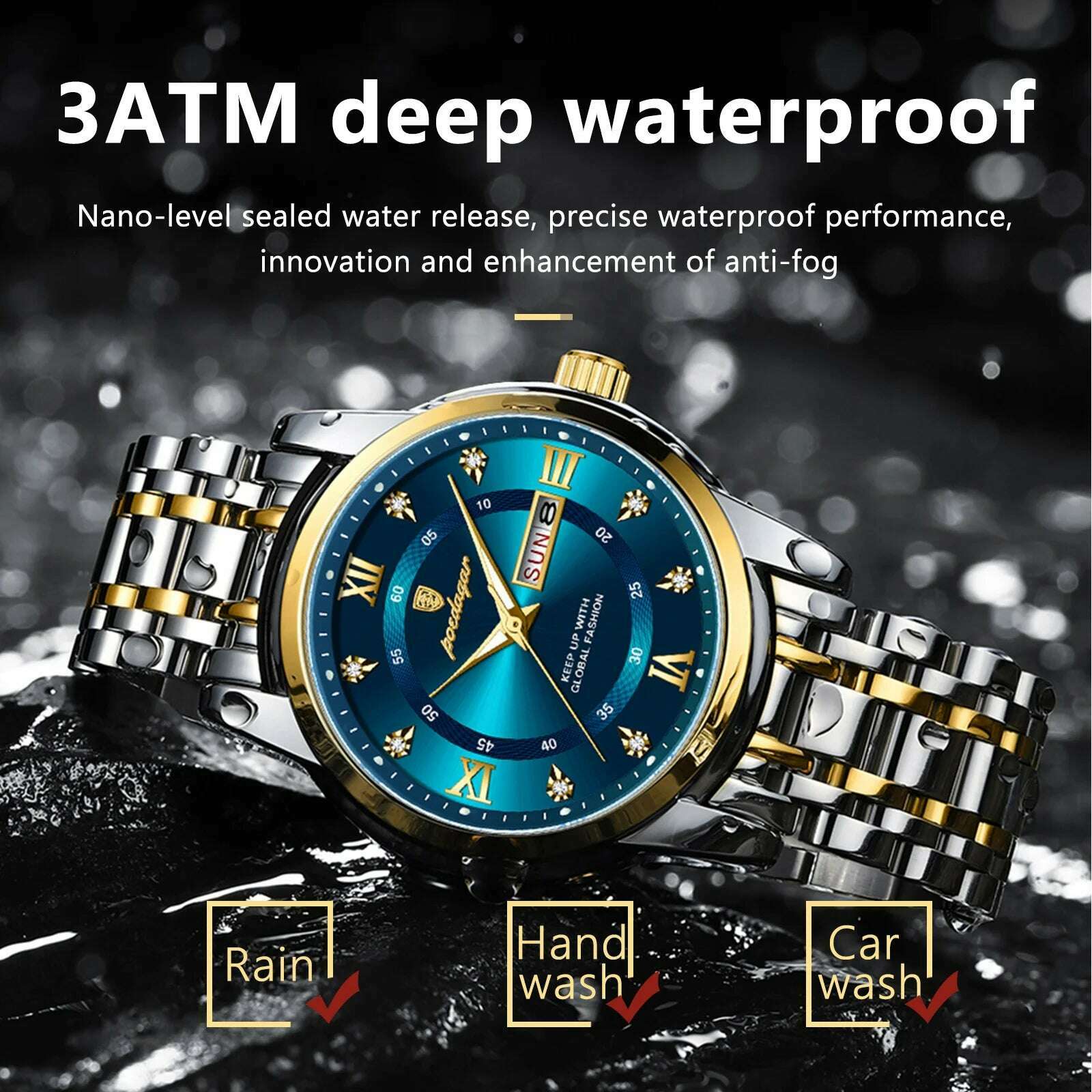 POEDAGAR Luxury Watch for Man Elegant Date Week Waterproof Luminous Men Watch Quartz Stainless Steel Sports Men's Watches reloj - KIMLUD
