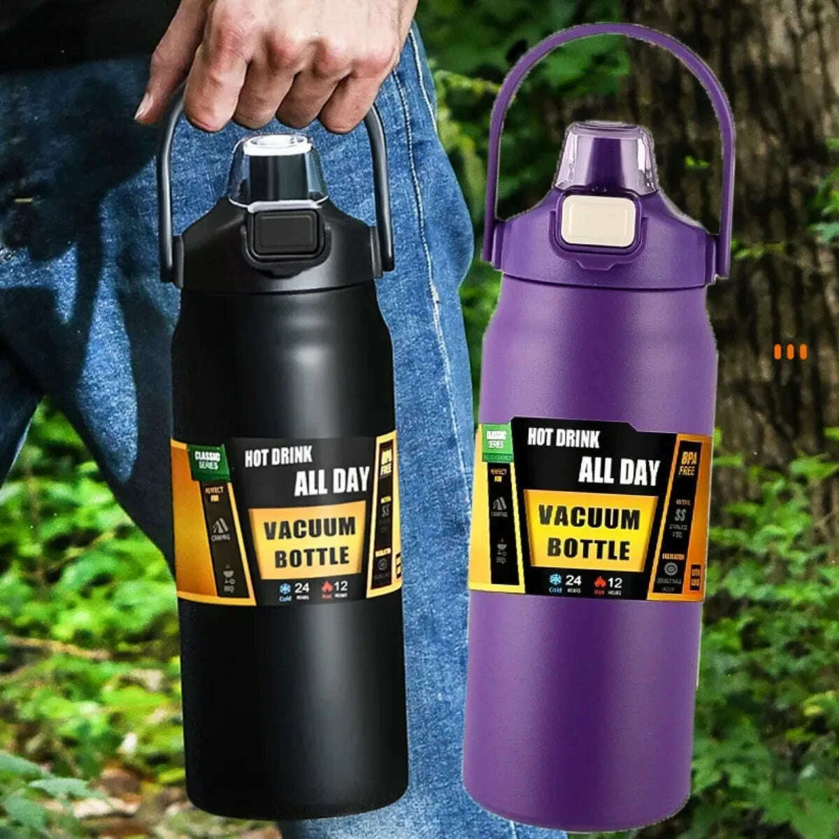 KIMLUD, Portable Thermos with Straw Outdoor Sport 304 Stainless Steel Thermal Mug Tumbler Travel Outdoor Vacuum Flasks Hot Water Bottle, KIMLUD Womens Clothes