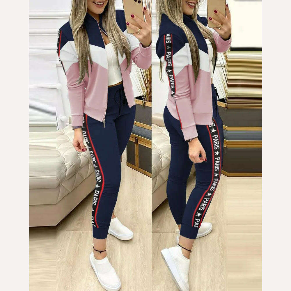 Trend Leopard 2 Two Piece Set Women Outfits Activewear Zipper Top Leggings Women Matching Set Tracksuit Female Outfits for Women - KIMLUD
