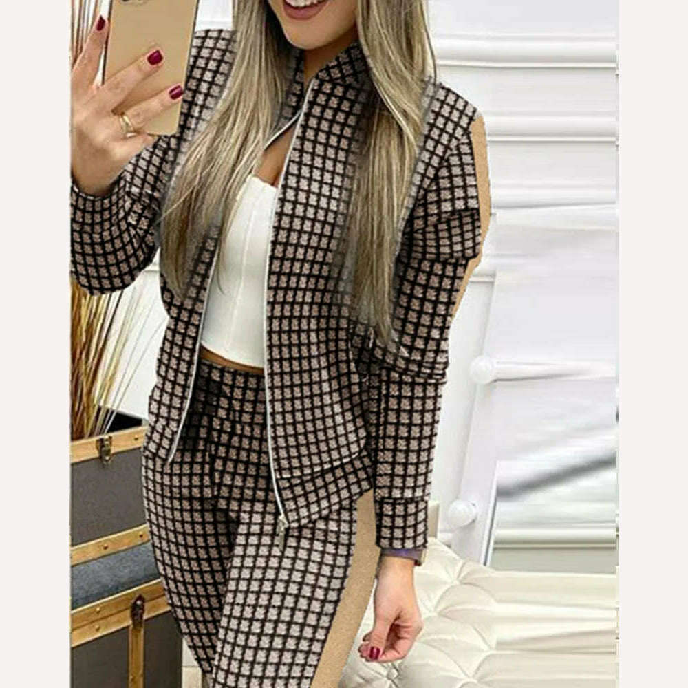 Trend Leopard 2 Two Piece Set Women Outfits Activewear Zipper Top Leggings Women Matching Set Tracksuit Female Outfits for Women - KIMLUD