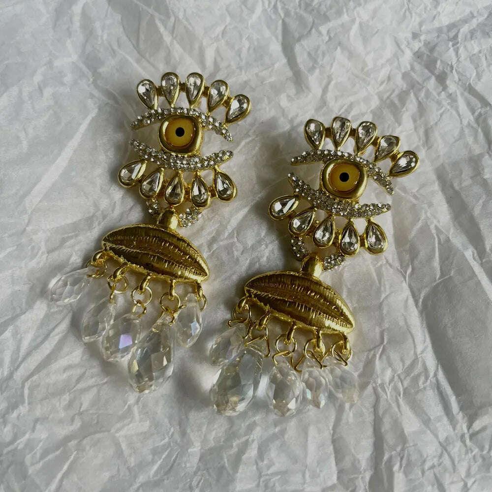Baroque Style Vintage Metal Eyes Design Dangle Earrings For Women Jewelry New Arrival Fashion Exaggerated Lady Ears' Accessories - KIMLUD