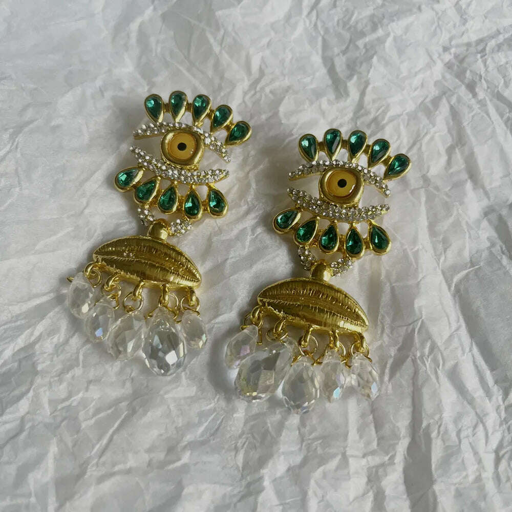 Baroque Style Vintage Metal Eyes Design Dangle Earrings For Women Jewelry New Arrival Fashion Exaggerated Lady Ears' Accessories - KIMLUD