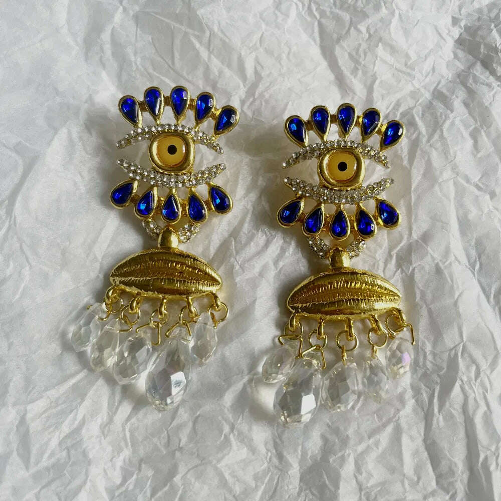 Baroque Style Vintage Metal Eyes Design Dangle Earrings For Women Jewelry New Arrival Fashion Exaggerated Lady Ears' Accessories - KIMLUD