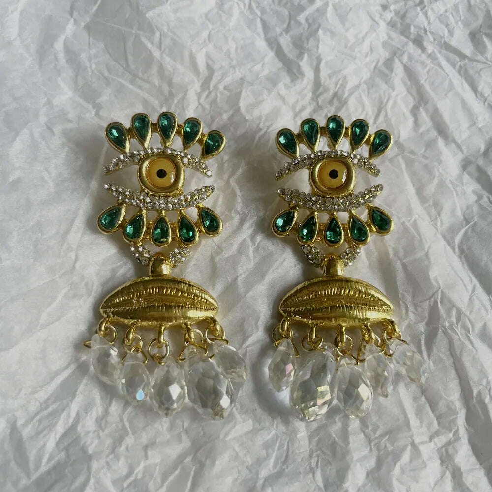 Baroque Style Vintage Metal Eyes Design Dangle Earrings For Women Jewelry New Arrival Fashion Exaggerated Lady Ears' Accessories - KIMLUD