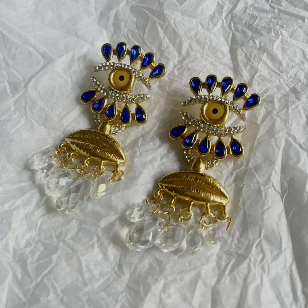 Baroque Style Vintage Metal Eyes Design Dangle Earrings For Women Jewelry New Arrival Fashion Exaggerated Lady Ears' Accessories - KIMLUD