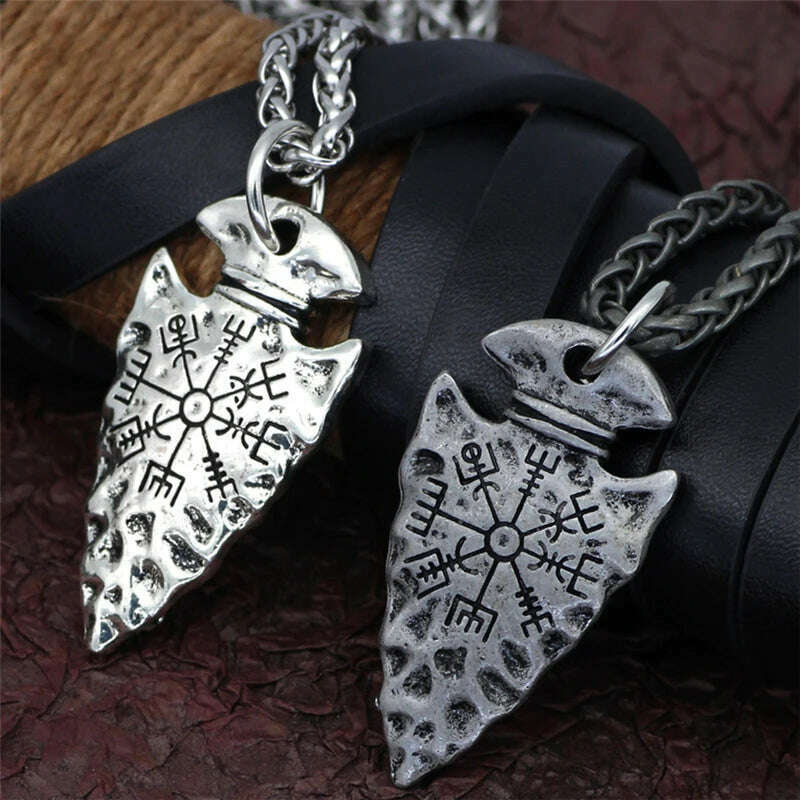 Compass Logo Viking Necklace men women Accessories Charms Pendants Signpost Success Money Happiness Antique Silver Color Jewelry - KIMLUD