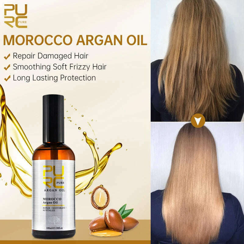 PURC Morocco Hair Oil Care Essence Repair Frizz Damaged Anti Hair Loss Treatment Smoothing Soft Hair Care Beauty Bealth Products - KIMLUD